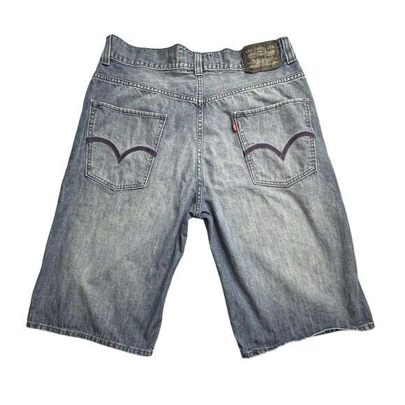 VTG Levis 579 Baggy Shorts Mens 34 Blue Denim Relaxed Fit Casual Distressed Jean - Picture 1 of 15